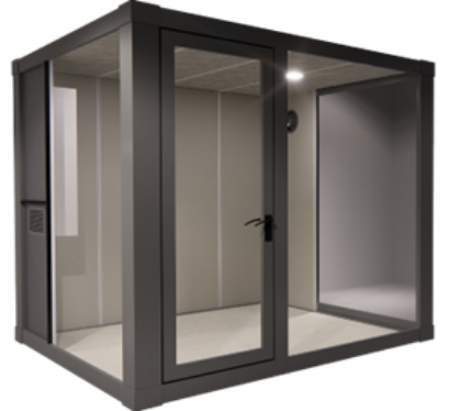 Isolation chamber showing steel, glass and insulated panels